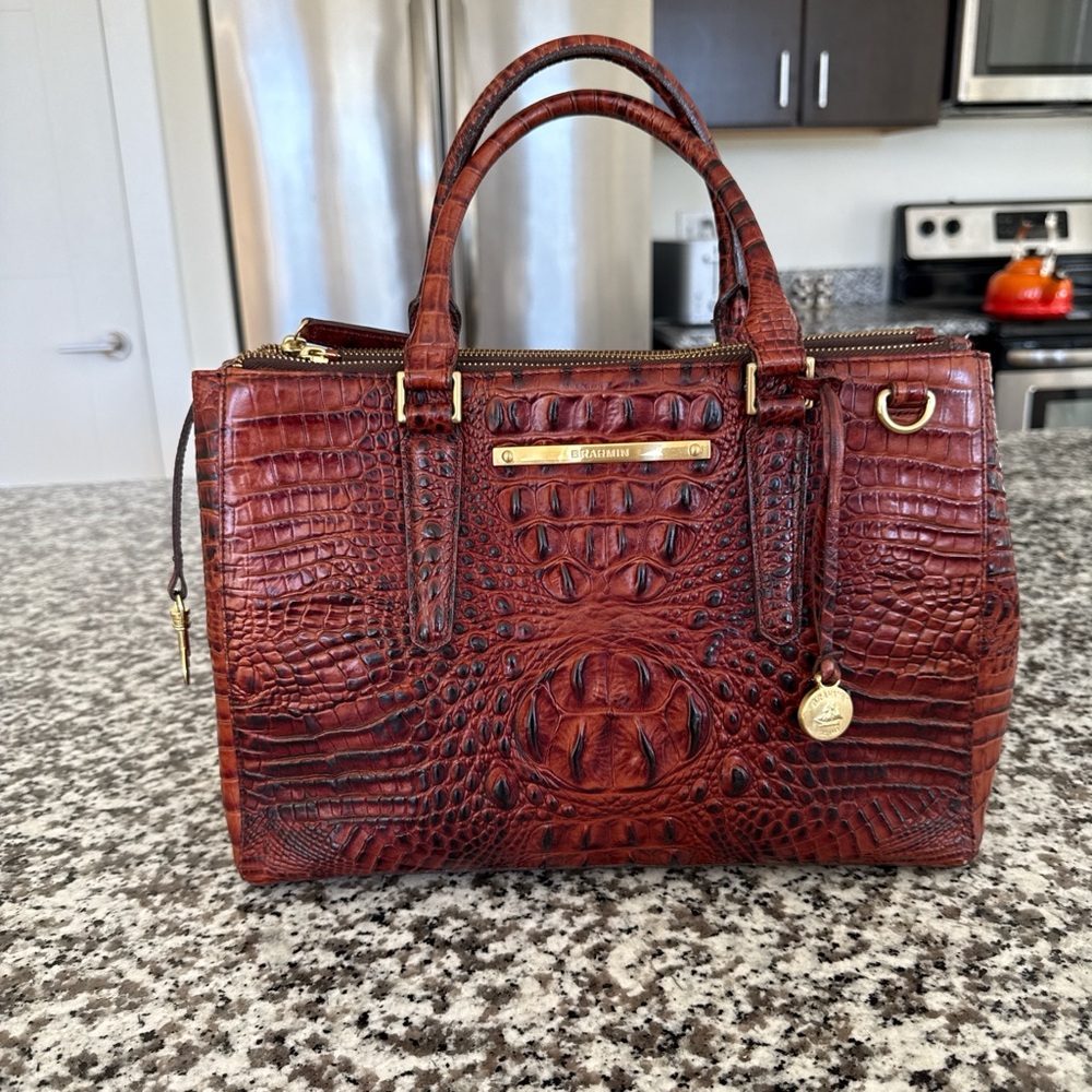 Brahmin Red Crocodile Embossed Satchel
